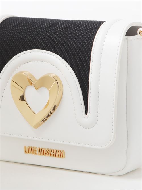 BORSA CANVAS NERO+PU BIANCO LOVE MOSCHINO | JC4283PP0MKX1/00A